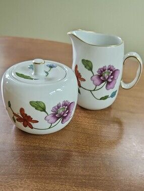 VTG Royal Worcester Astley Porcelain Sugar Bowl and Creamer Set